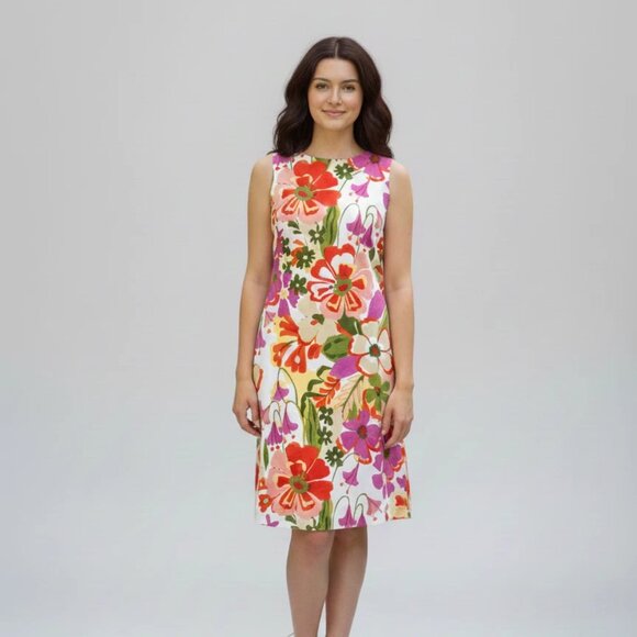 Anne Klein Dresses & Skirts - ❤️Anne Klein Floral Print Sleeveless Shift Dress Egret Multi Size 12❤️